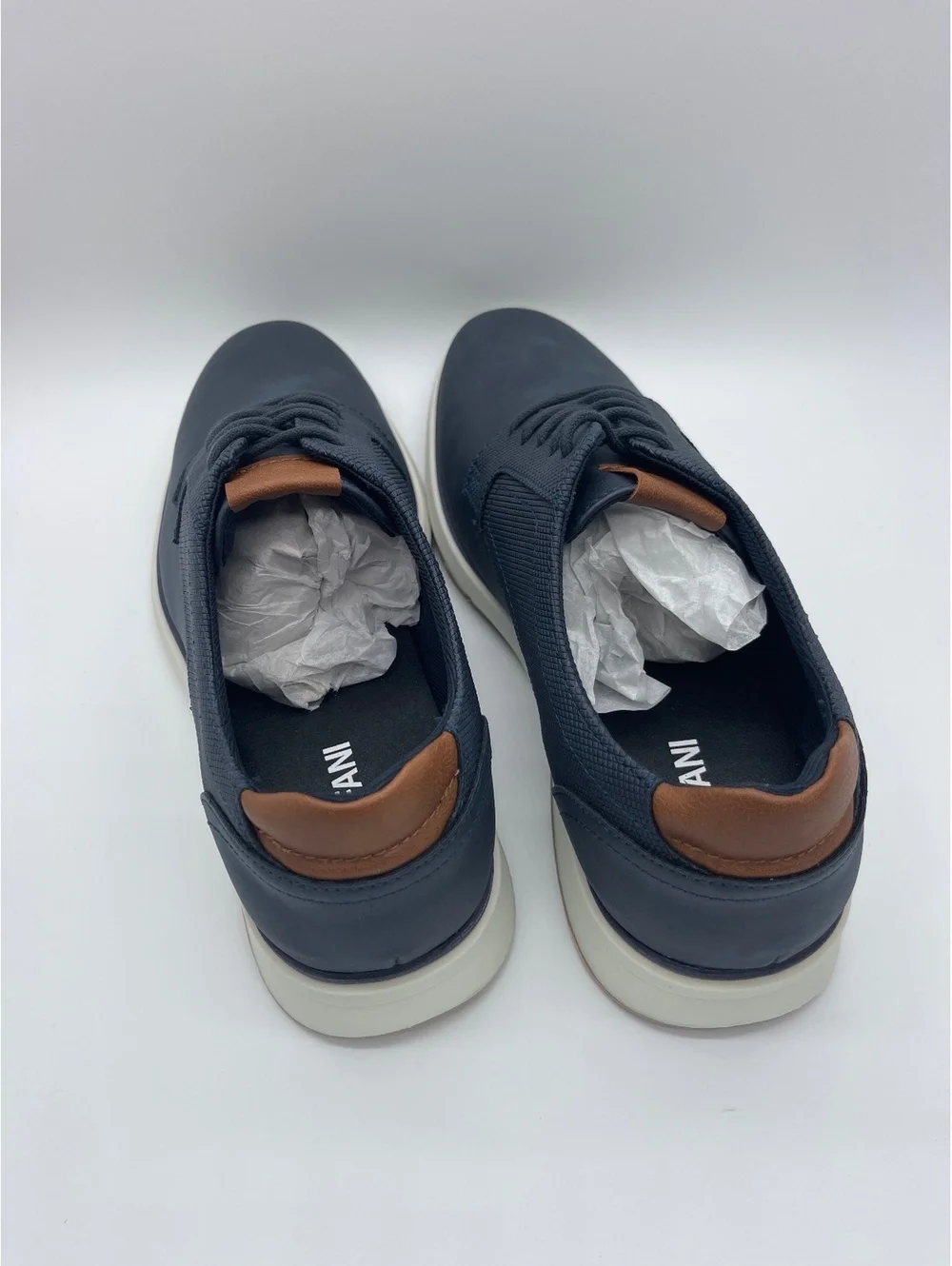 Alfani Men's Navy Blue Casual Sneakers with Brown Accent Size 8